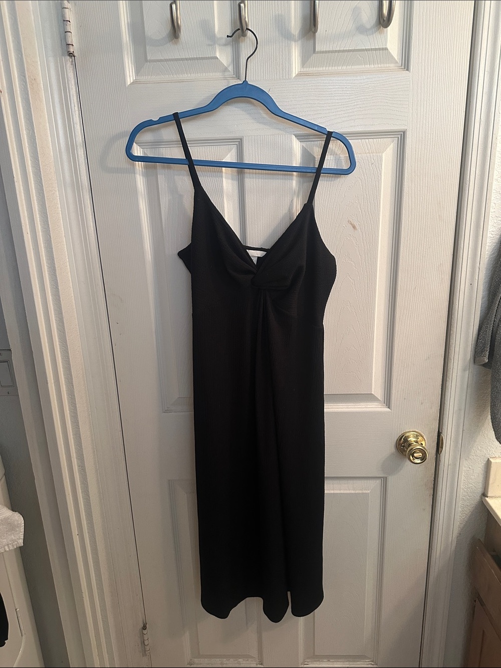 H&M Black Midi Slip Dress with Front Twist